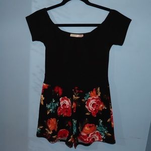 Black and floral romper
